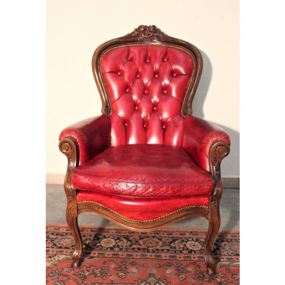 Chesterfield barokk bőr fotel.