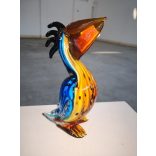 Gyönyörű muránói üveg sárga-kék papagály