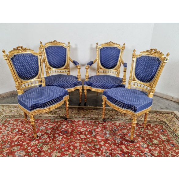 Gyönyörű eredeti antik,frissen felújított Francia aranyozott székek!(megbontva is!)