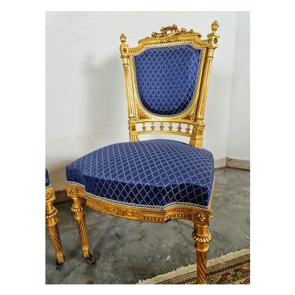 Gyönyörű eredeti antik,frissen felújított Francia aranyozott székek!(megbontva is!)