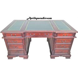 Chesterfield bőrlapos tömör mahagóni íróasztal