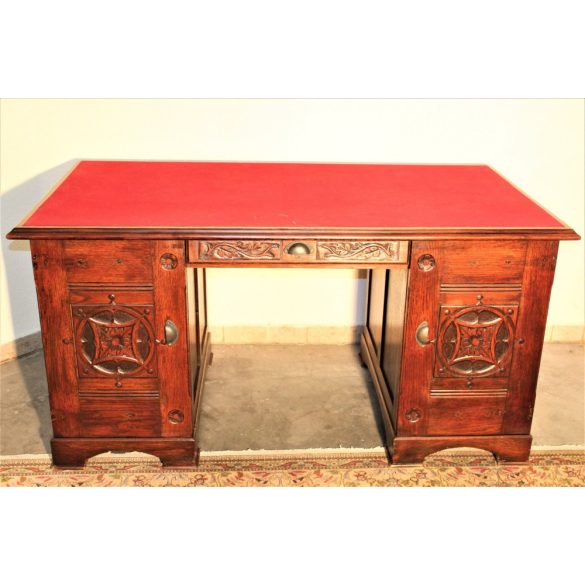 Frissen felújított valódi antik tömörfa íróasztal