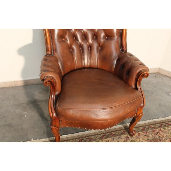Antik barokk bőr fotel .Ipari,industrial stílusú lakásba tökéletes választás!