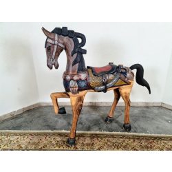 Régi antik nagy festett fa ló szobor