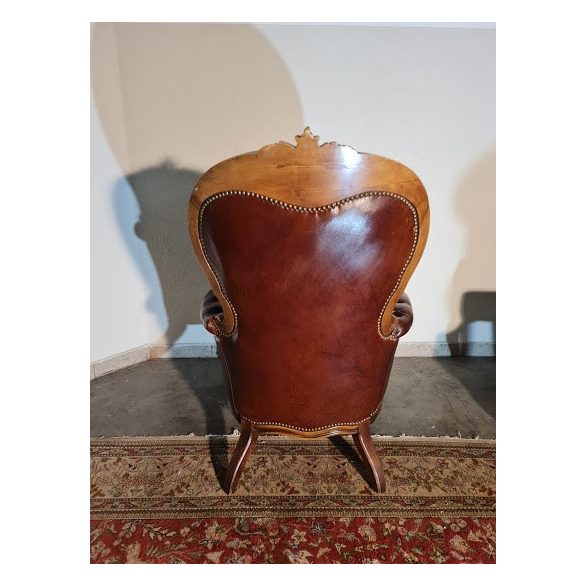 Antik barokk chesterfield bőr fotel
