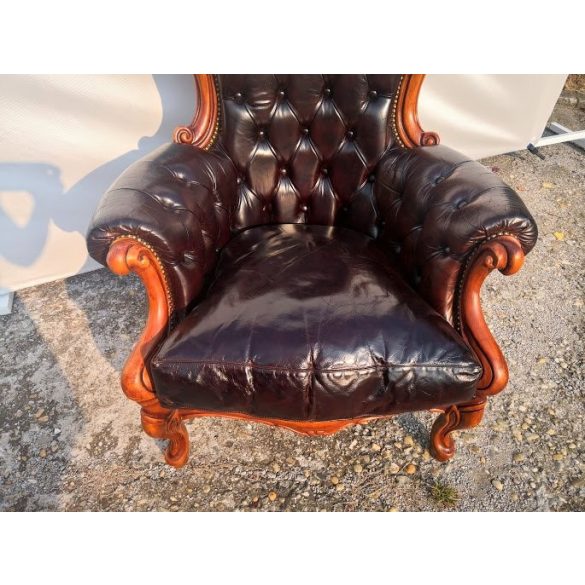 Chesterfield barokk bőr fotel