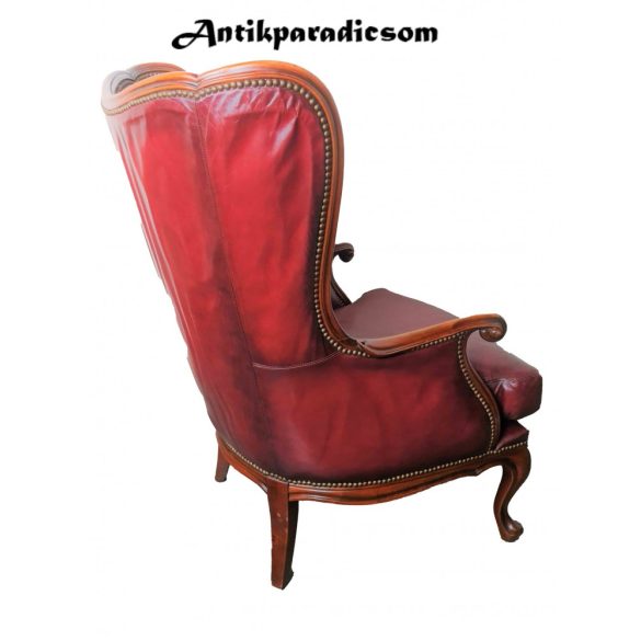 Gyönyörű chesterfield neobarokk antik bőr fotel