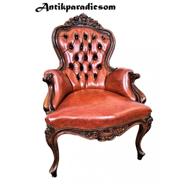 Antik neobarokk  bőr fotel