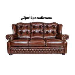 Eredeti chesterfield antik konyak színű bőr kanapé