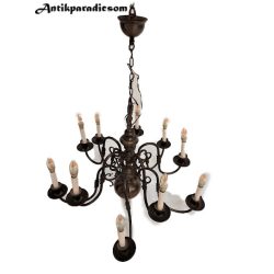 Régi antik réz gyertyaizzós csillár 