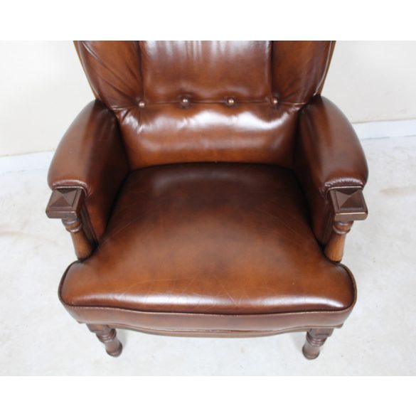 Antik konyak színű,nádhálós bőr fotel