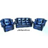  Gyönyörű  eredeti chesterfield bőr ülőgarnitúra 3-1-1 