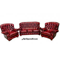 Gyönyörű eredeti chesterfield bőr ülőgarnitúra 3-1-1