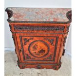 Gyönyörű antik rézveretes,márványlapos,intarziás komód