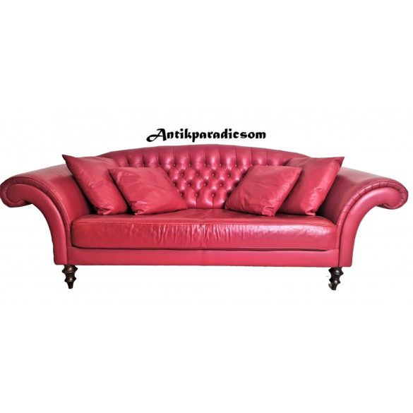 Chesterfield piros modern bőr kanapé