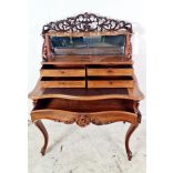 Antik barokk felépítményes tükrös íróasztal