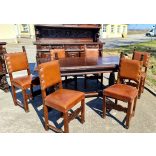 A503 Antik, frissen felújított,reneszánsz ,harci jelenetes faragású étkezőgarnitúra(1800 vége)