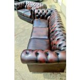 Antik konyak színű chesterfield bőr ülőgarnitúra 3-2