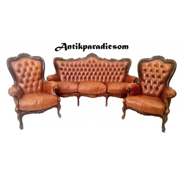 Neobarokk chesterfield bőr garnitúra