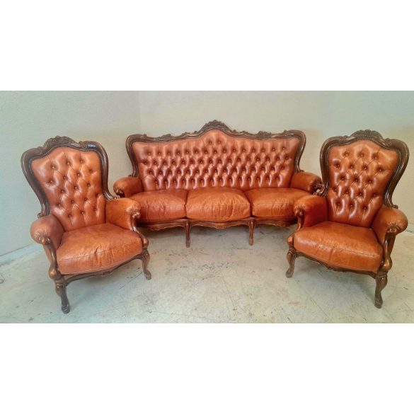 Neobarokk chesterfield bőr garnitúra