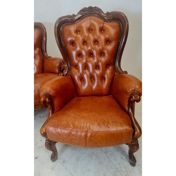 Neobarokk chesterfield bőr garnitúra