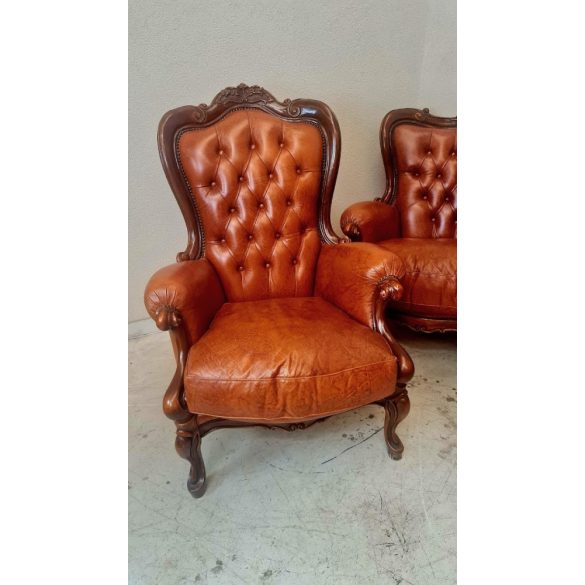 Neobarokk chesterfield bőr garnitúra