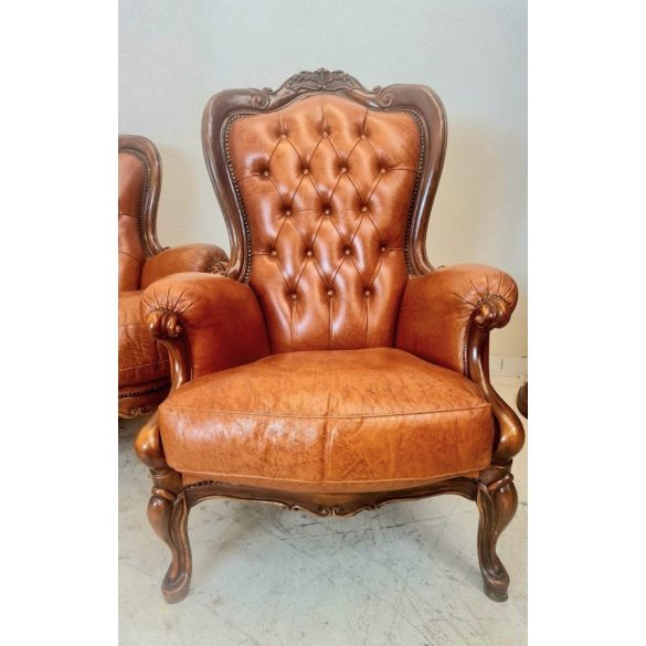 Neobarokk chesterfield bőr garnitúra
