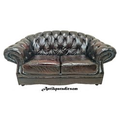   Gyönyörű antik konyak színű eredeti Angol chesterfield bőr kanapé