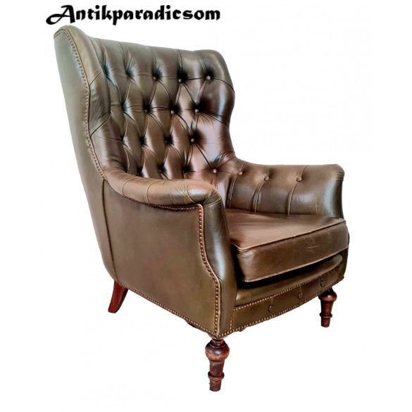 Antik chesterfield bőr fotel