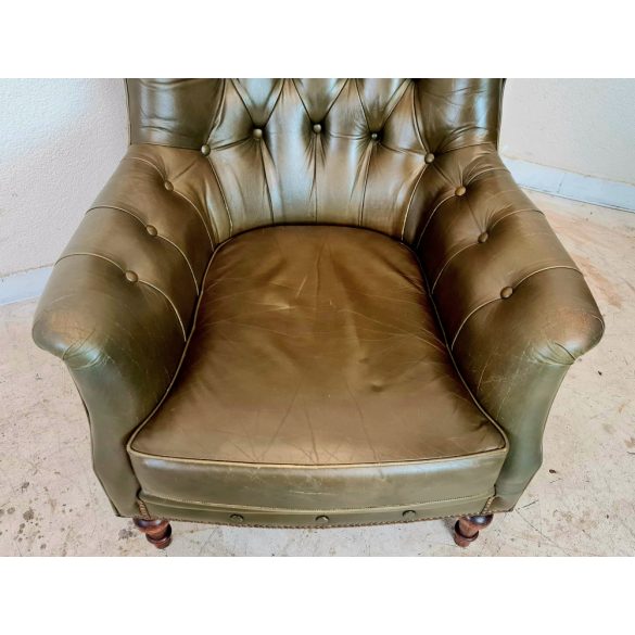 Antik chesterfield bőr fotel