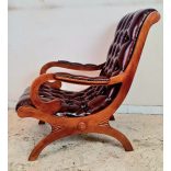 Gyönyörű antik  konyak színű eredeti Angol chesterfield bőr pihenőfotel