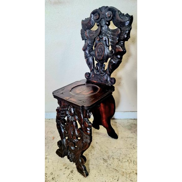 Antik, reneszánsz ,dúsan faragott "sgabello" szék.(Olasz reneszánsz)