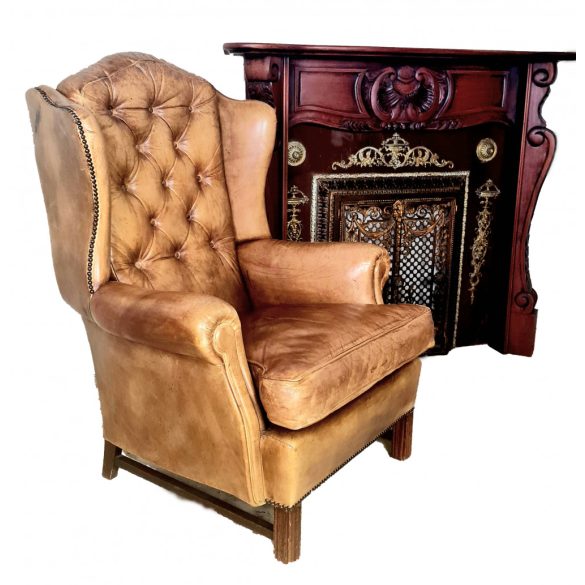 Antik  Angol chesterfield füles bőr fotel