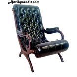 Mélyzöld színű eredeti Angol chesterfield bőr pihenőfotel