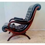 Mélyzöld színű eredeti Angol chesterfield bőr pihenőfotel