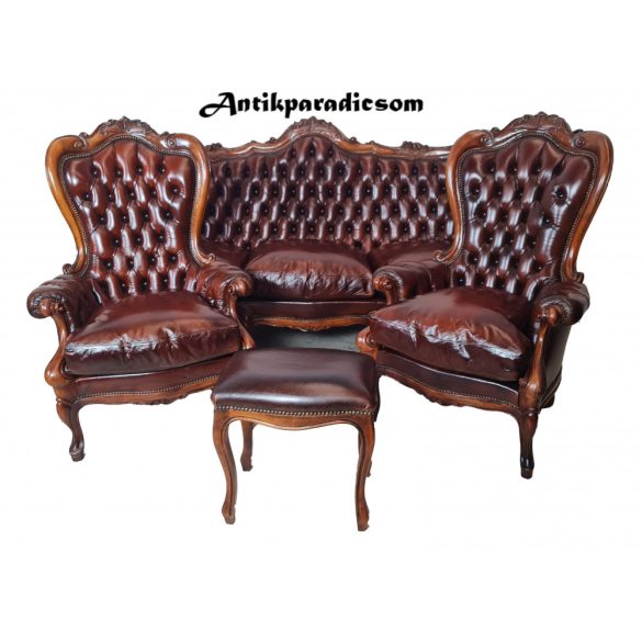 Neobarokk chesterfield bőr garnitúra