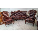 Neobarokk chesterfield bőr garnitúra