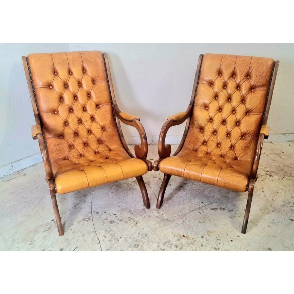 Eredeti  Angol chesterfield bőr pihenőfotelek párban