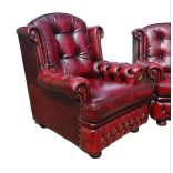 Gyönyörű eredeti Angol chesterfield (Suzanne modell) füles bőr ülőgarnitúra