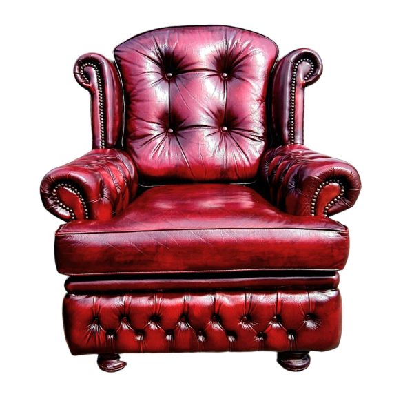 Gyönyörű eredeti Angol chesterfield (Suzanne modell) füles bőr ülőgarnitúra