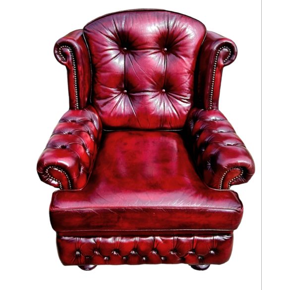 Gyönyörű eredeti Angol chesterfield (Suzanne modell) füles bőr ülőgarnitúra