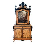 Csodaszép biedermeier tükrös szekrény,l vitrin