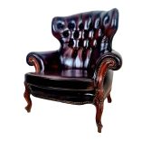 Antik barokk  chesterfield bőr fotel