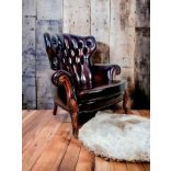 Antik barokk  chesterfield bőr fotel