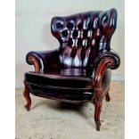 Antik barokk  chesterfield bőr fotel