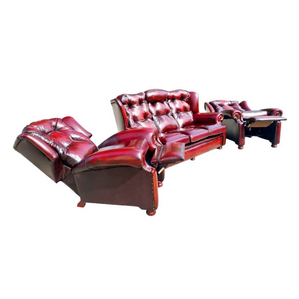 Gyönyörű eredeti Angol chesterfield (Suzanne modell) füles bőr ülőgarnitúra