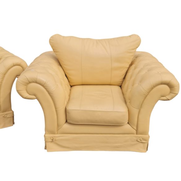 Modern chesterfield stílusú bőr ülőgarnitúra 3-1-1