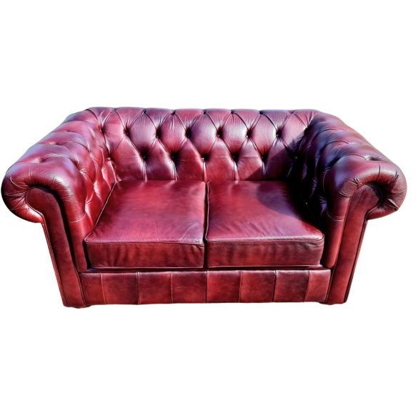 Eredeti antik burgundi színű Angol Chesterfield bőr ülőgarnitúra
