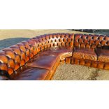 Eredeti antik konyak színű Angol Chesterfield bőr sarokkanapé