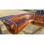 Eredeti antik konyak színű Angol Chesterfield bőr sarokkanapé